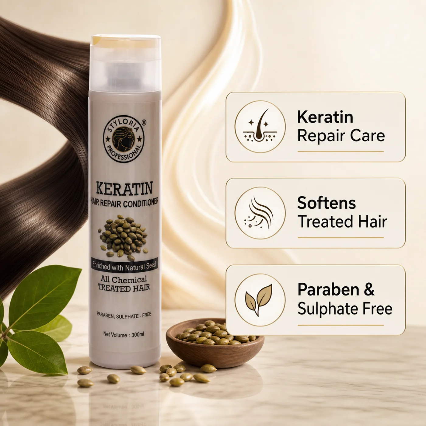 Styloria Professional Keratin Hair Repair Conditioner 300 ml, image 3