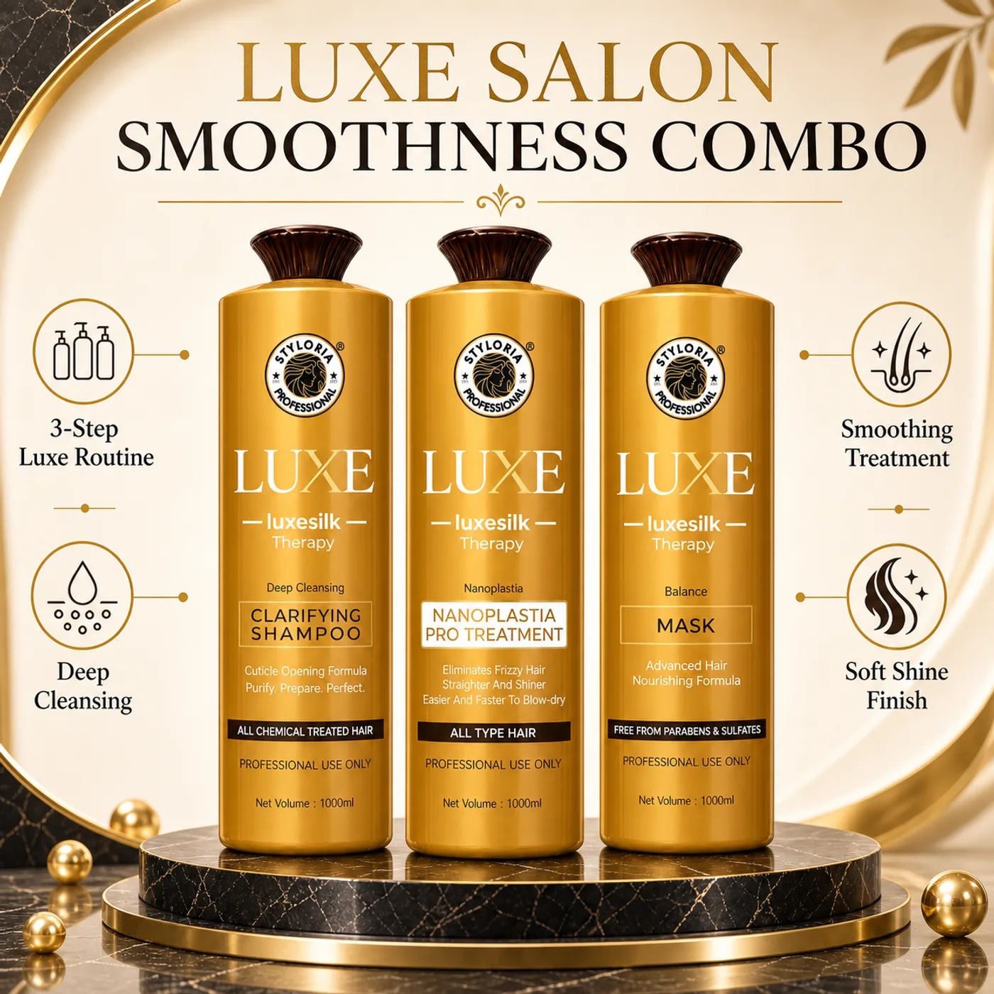 Styloria Professional Luxe Salon Smoothness Kit 3 × 1000 ml, image 3