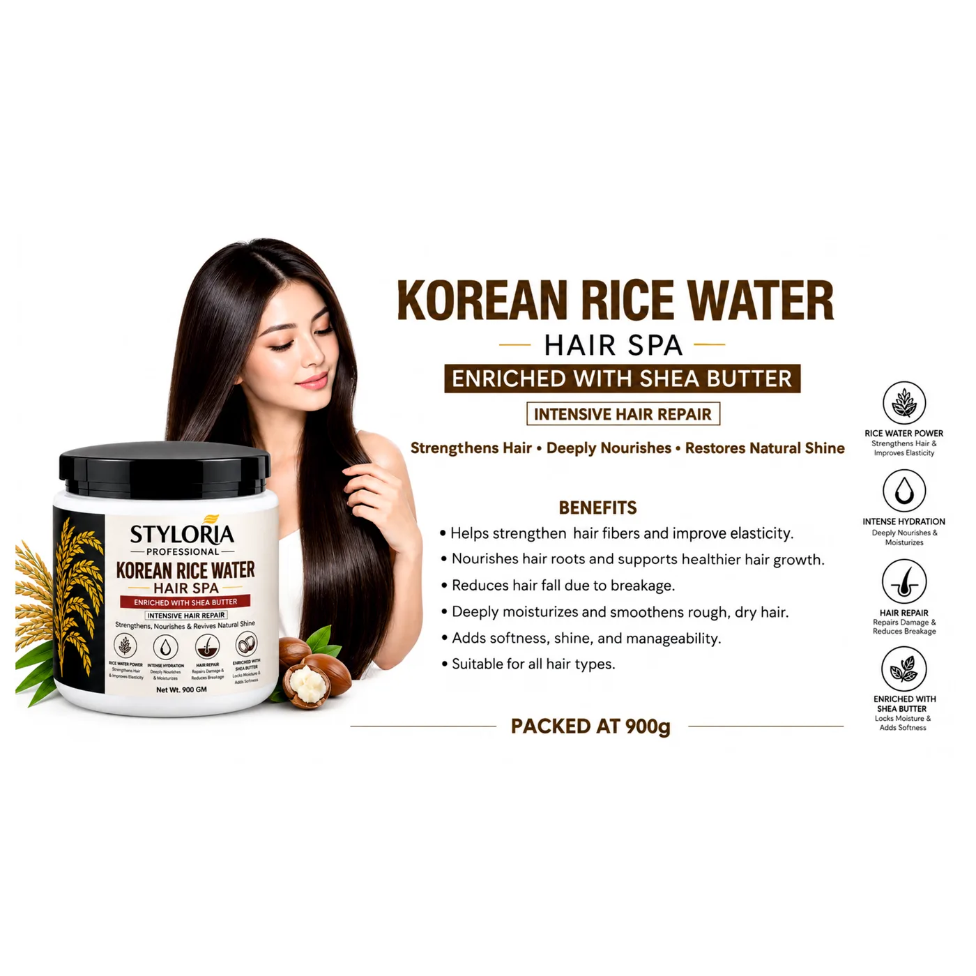 Styloria Professional Korean Rice Water Hair Spa 900 g, image 3