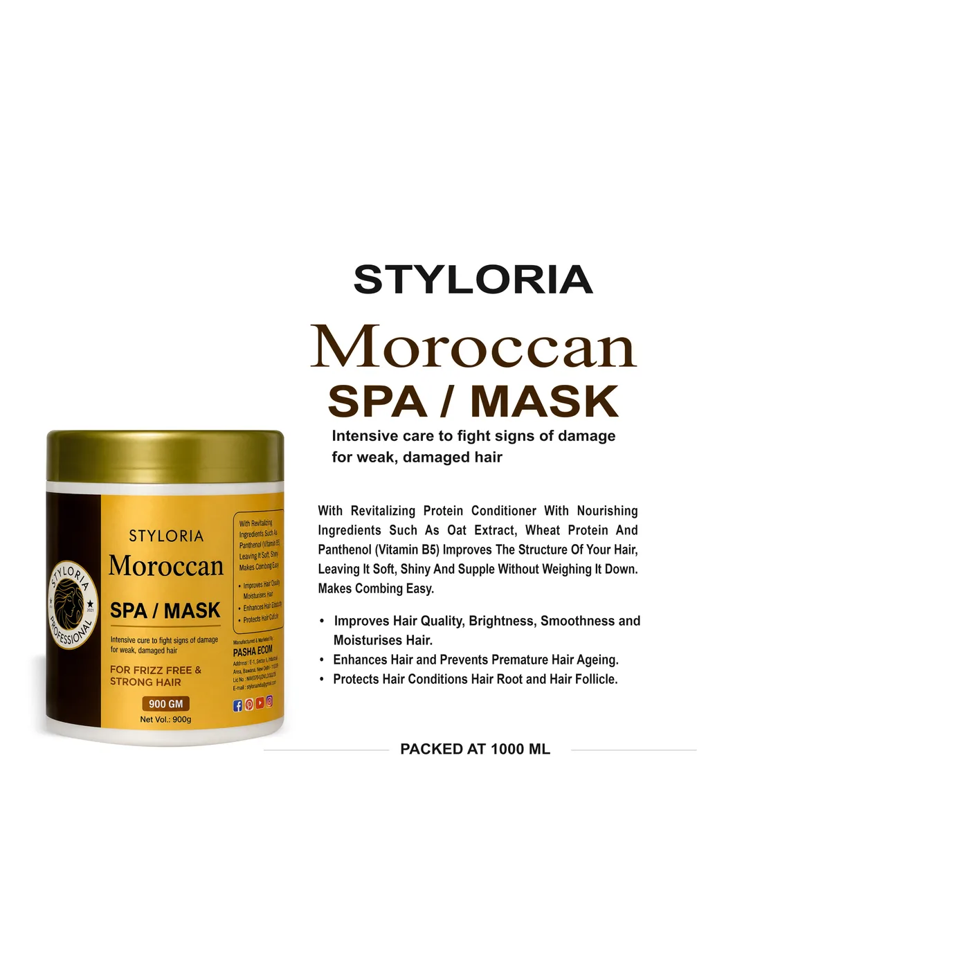 Styloria Professional Moroccan Hair Spa Mask 900 g, image 3