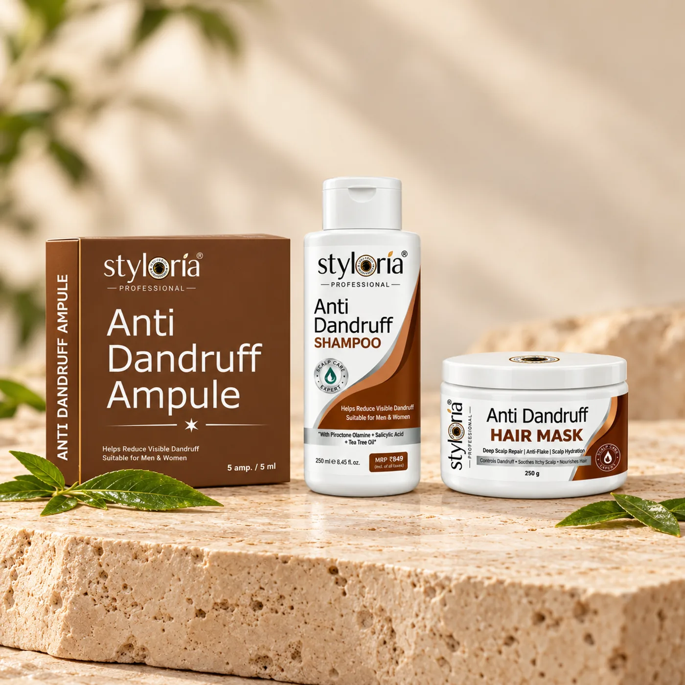 Styloria Professional Anti Dandruff Treatment Kit Ampoule + shampoo + mask