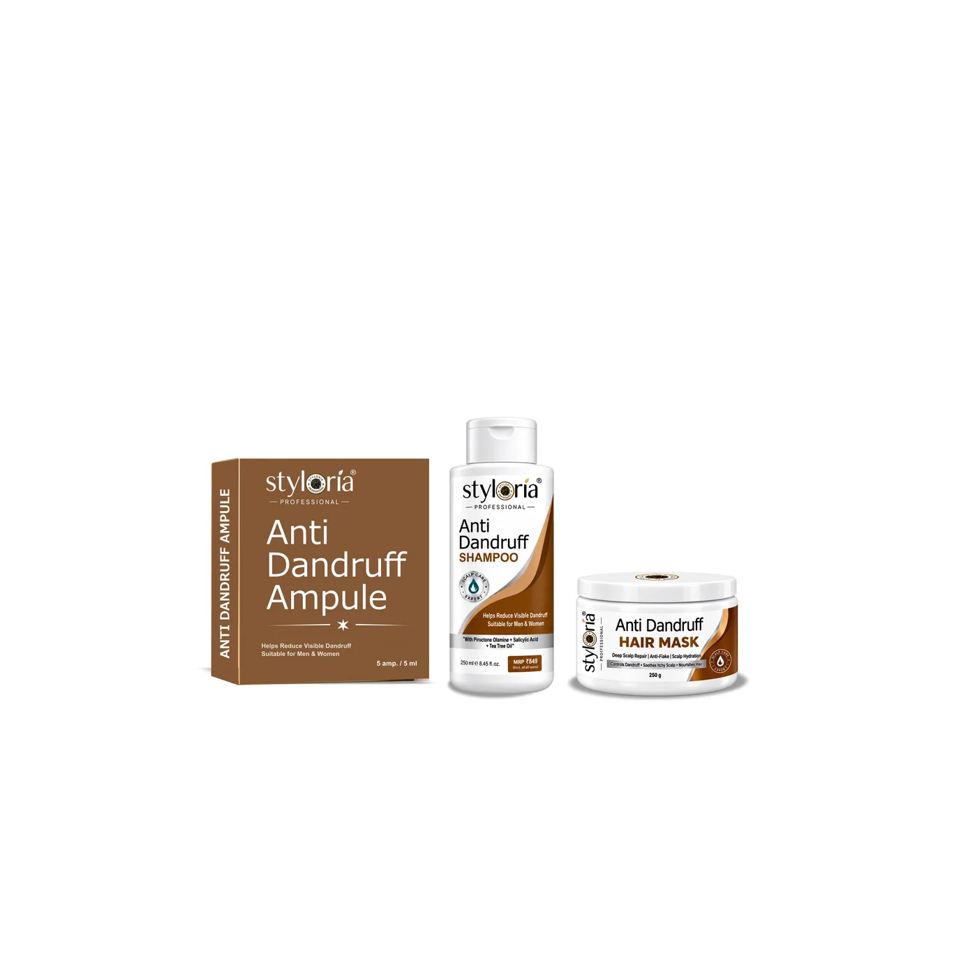 Styloria Professional Anti Dandruff Treatment Kit Ampoule + shampoo + mask, image 2