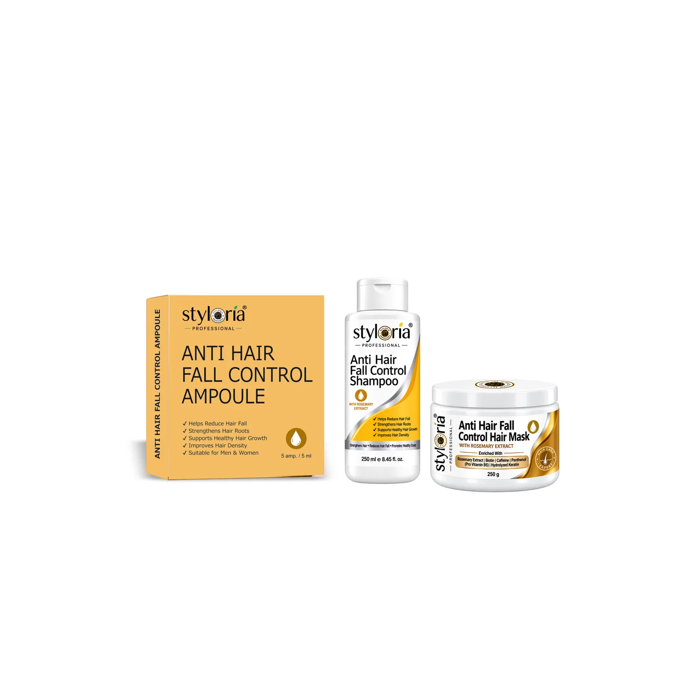 Styloria Professional Anti Hair Fall Control Treatment Kit Ampoule + shampoo + mask, image 2