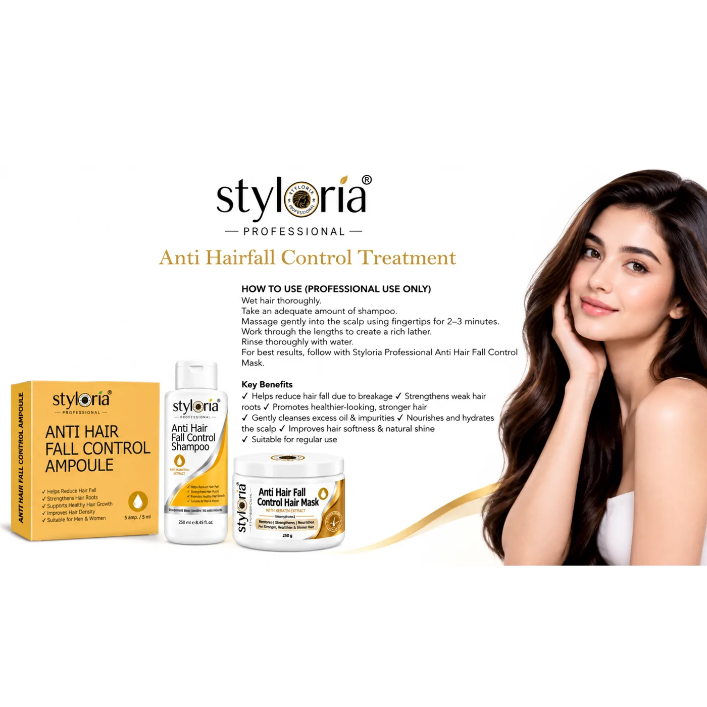 Styloria Professional Anti Hair Fall Control Treatment Kit Ampoule + shampoo + mask, image 3