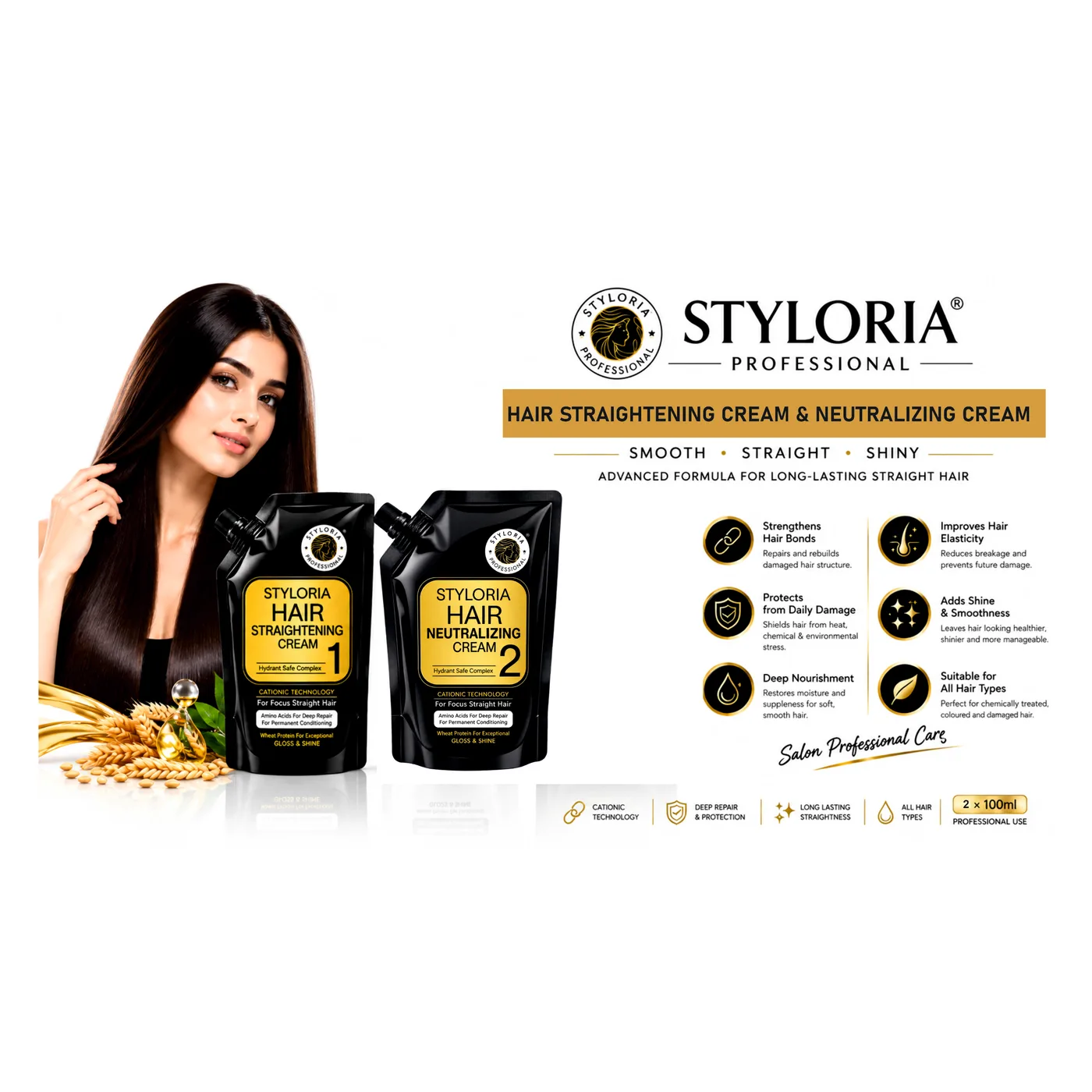 Styloria Professional Hair Straightening & Neutralizing Cream 2-step kit, image 3