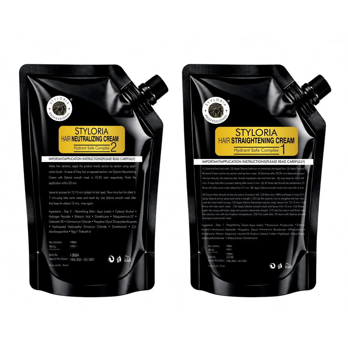 Styloria Professional Hair Straightening & Neutralizing Cream 2-step kit, image 4