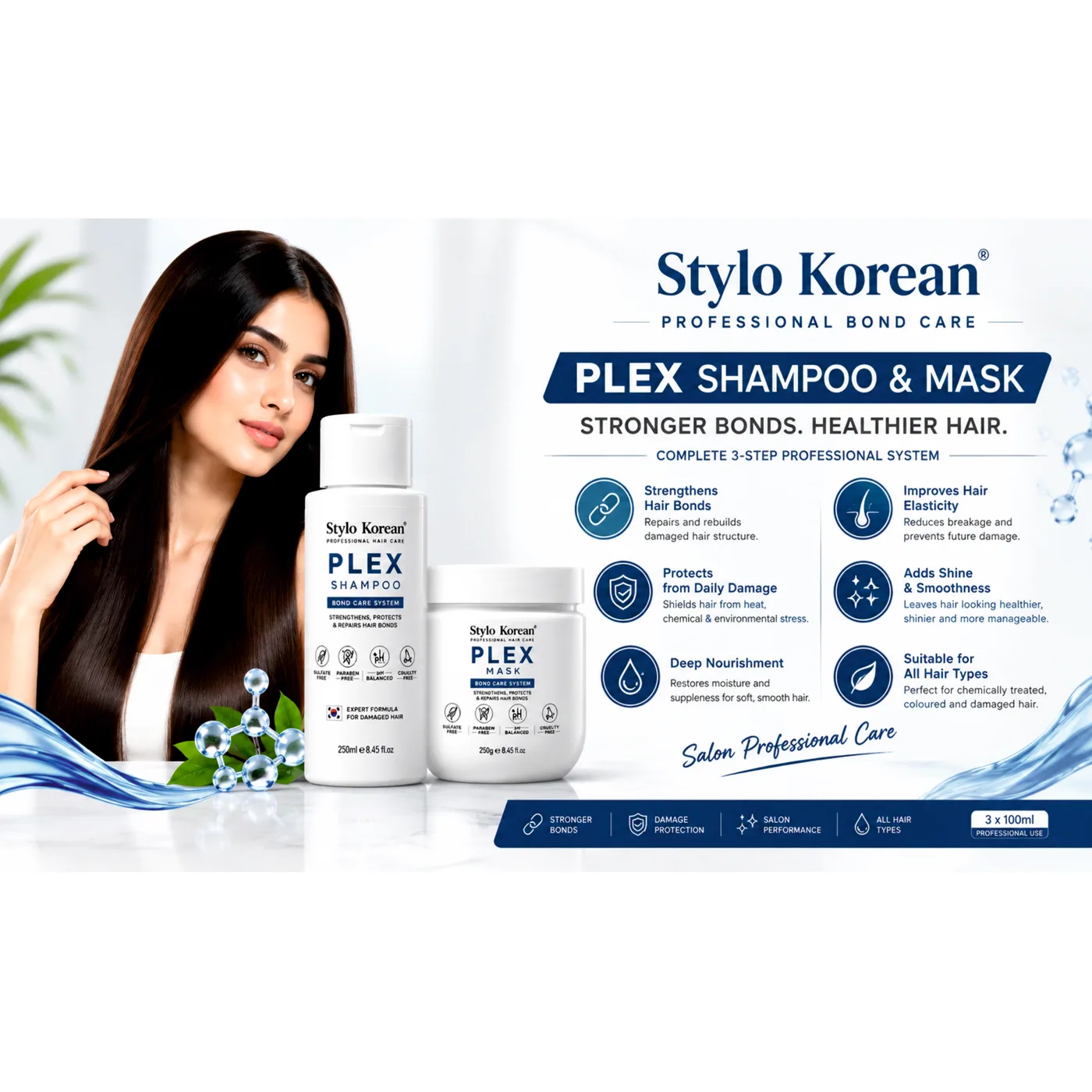 Styloria Professional Stylo Korean PLEX Bond Care System Shampoo + mask, image 3